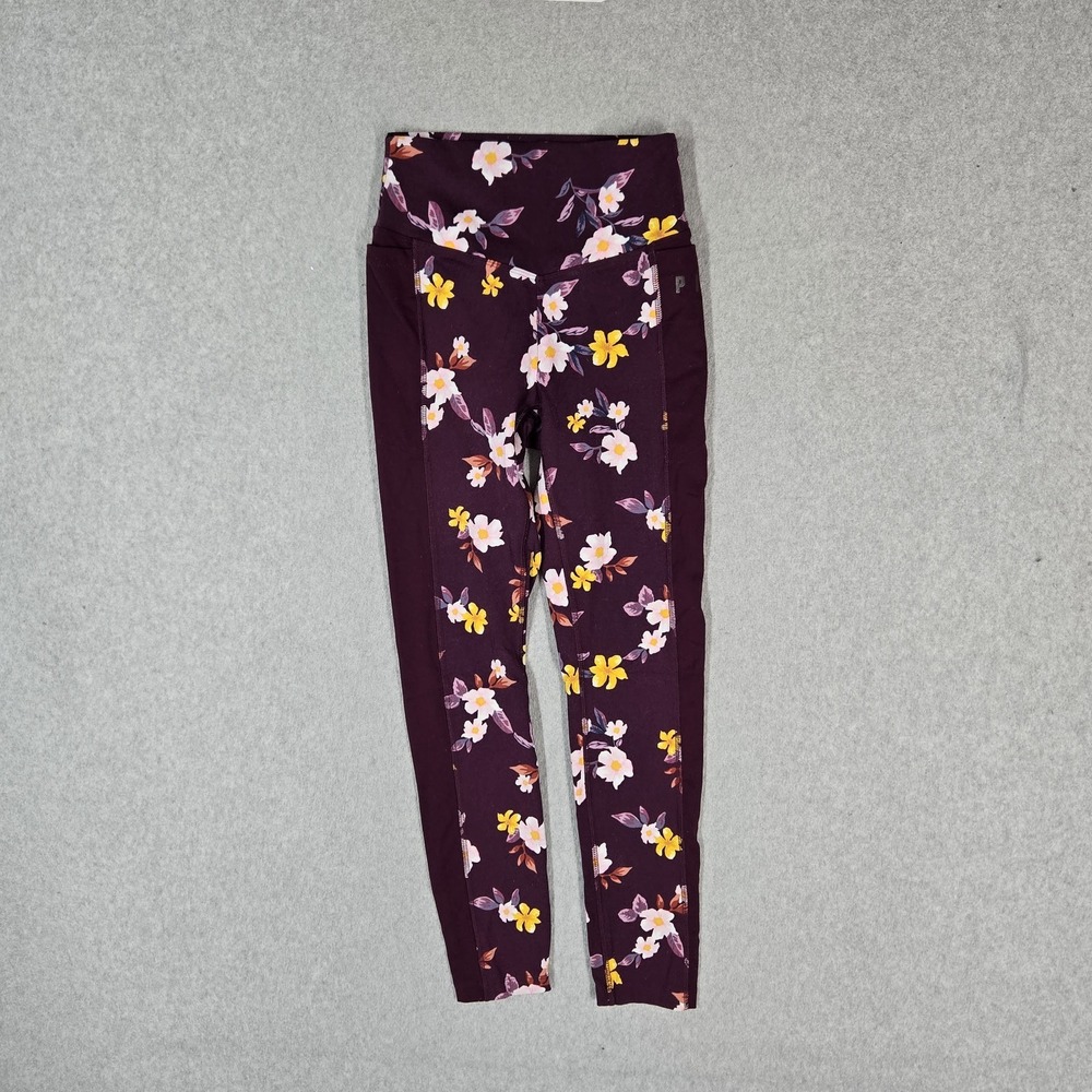 PINK Victoria's Secret Women Activewear Pants XS Purple Floral Ultimate Yoga